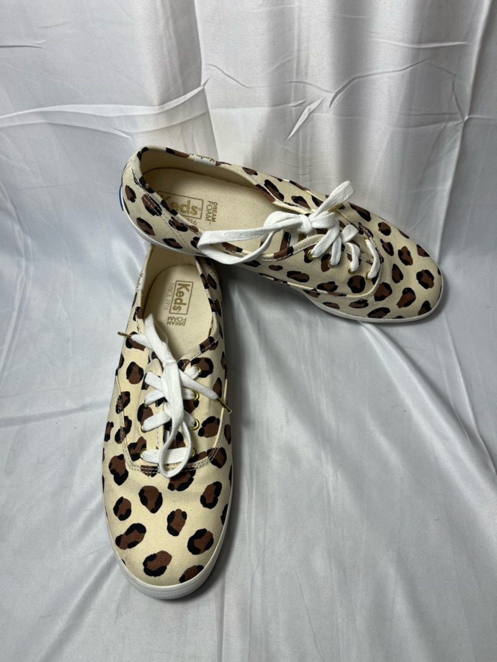 Keds Women's Classic Champion in Animal Tan Multi Print Canvas Lace Sneakers 9